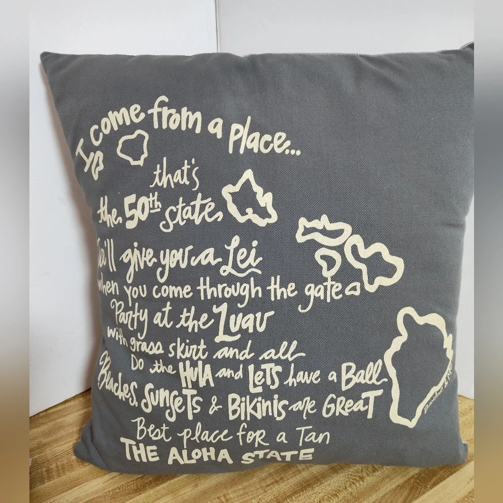 Southern Roots Home Hawaii Throw Pillow 50th State Down Blend Filled 14x16 Gift